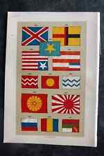 Hulme 1897 Flag Print. Bulgaria, Romania, Servia, Japan, China, Orange Free
