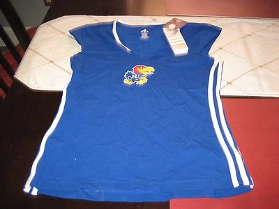 WOMENS ADIDAS UNIVERSITY KANSAS JAYHAWKS TANK T SHIRT TOP L LARGE MSRP $40  NWT  - Image 1 of 2