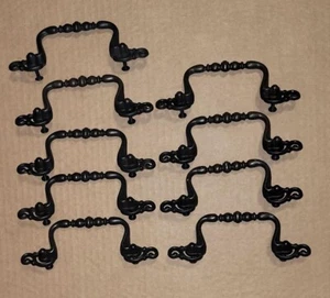 9 PCS VINTAGE DRAWER PULLS HANDLES 4" SREW SPACING X 6-1/4" W X 2" L SOLID BRASS - Picture 1 of 8
