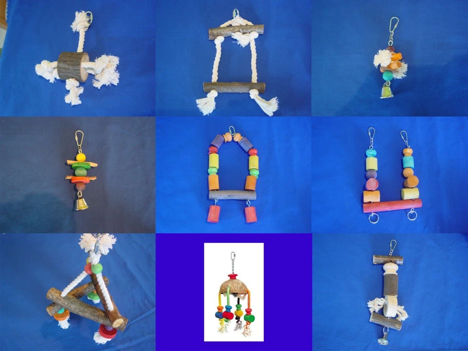 OLLESCH Spielzeug für Sittiche, Papageien und Exoten - Seil, Schaukel, Leiter, Sitzplatz