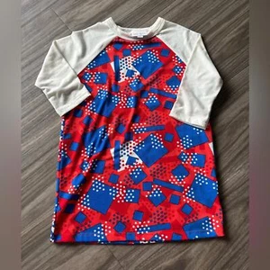LuLaRoe Red and Blue Geometric Top - Picture 1 of 2