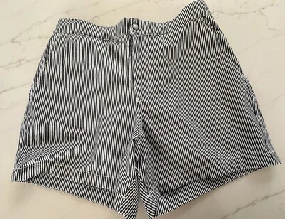 Abercrombie & Fitch 海军蓝条纹弹力短裤 带内置氨纶衬里 ~ M 码 — 第 1/4 张图片