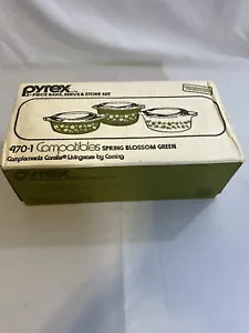CORNING - PYREX COMPATIBLES 470-1 SPRING BLOSSOM GREEN 3 Piece Bake Serve Store - Picture 1 of 4