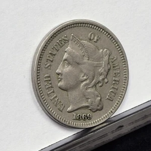 1869 Three Cent Nickel 3CN - XF (#58604-L) - Picture 1 of 8