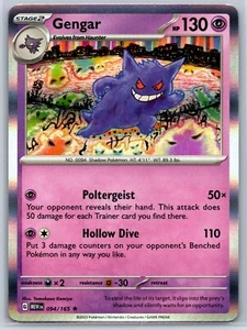 Carta Pokemon Gengar Scarlet Violet 151 EN 094/165 Holo rara Tomokazu Komiya quasi nuova - Foto 1 di 2