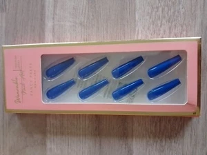 False Nails Dark Blue Solid Colour Stiletto Shape Design - Picture 1 of 1