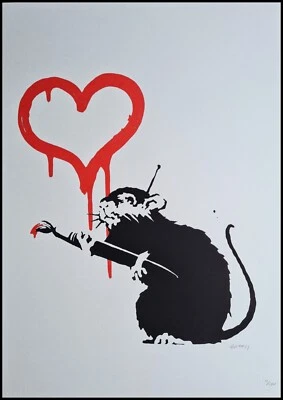 BANKSY * Love Rat * 70 x 50 cm * Lithografie * Kunstdruck * limitiert # 11/150 - Bild 1 von 4