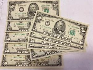 10pcs 1985 San Francisco $50 Notes*** UNCIRCULATED Consecutive - Picture 1 of 5