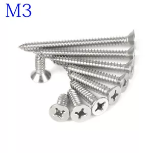 Tornillos de cabeza plana M3 Phillips 304 tornillos de madera de acero inoxidable - Imagen 1 de 5
