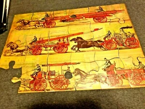 1880 Milton Bradley Sectional Steamer &  Hose Horse Wagon Fire Fighting Puzzle - Picture 1 of 9