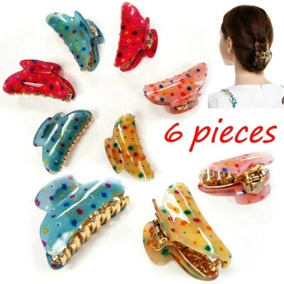 6PCS Women Claw Clips Hair Grip Clamp Banana Barrettes Anti-slip Scallop 3" Lot - Image 1 of 3