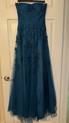 Вышитая бисером сетка camille la vie выпускного вечера подружки невесты Maid Of Honor платье синий размер 4 - Изображение 1 из 4