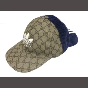 Gucci x adidas colabo double visor cap 719406 hat M 58cm (22.83 in) gray Used f2 - Picture 1 of 6