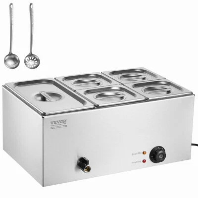 VEVOR Scaldavivande Commerciale a 5 Teglie 14,5 L Buffetda Bancone Acciaio Inox - Immagine 1 di 4