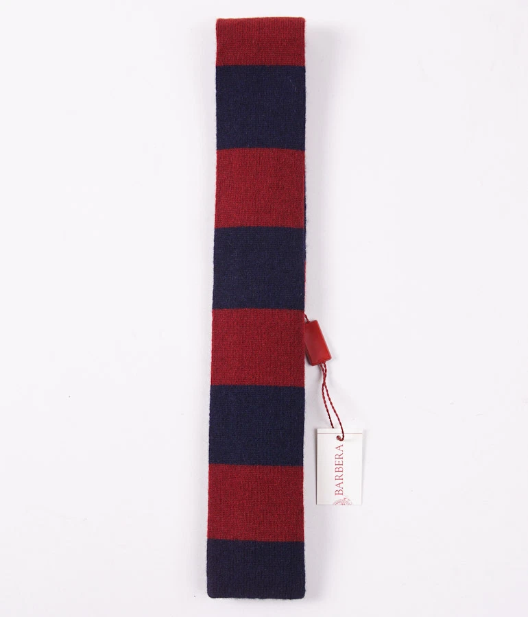 Corbata 100 % cachemir a rayas roja-azul marino Luciano Barbera $235 nueva con etiquetas Foto 1 de 3