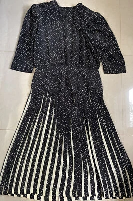 Vintage B.G.B. Vestido recto midi doble botonadura talla 14 negro Foto 1 de 4