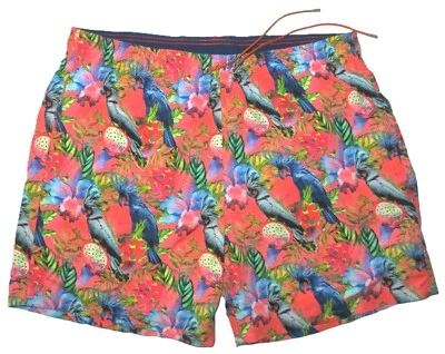 NWOT XXL 38 40 Men's BUGATCHI Black Palm Cockatoo Print Trunks Lined MSRP $129 - Image 1 of 4