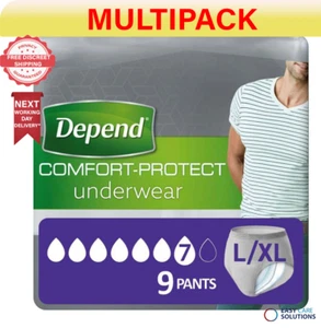 3 x Depend Comfort Protect for Men L/XL Incontinence Pants - 3 Pack of 9 - Picture 1 of 8
