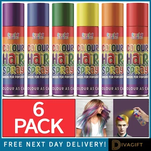 HAIR SPRAY COLOUR TEMPORARY WASHABLE SPECIAL OCCASION MULTI COLOR WASH OUT x6 - Picture 1 of 5