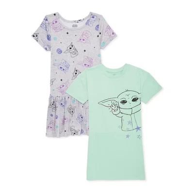 PACK de 2 Conjunto de Vestido Camiseta Disney Niñas Bebé Yoda Grogu Mandalorian Talla 6 6X NUEVO Foto 1 de 4