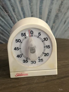 Temporizador de cocina vintage Sunbeam blanco mecánico 60 minutos funciona EE. UU. - Imagen 1 de 12