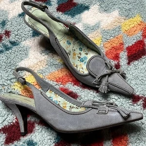 Miu Miu y2k Vintage Wildleder Schleife Spitz zulaufend Slingback Heels 37 - Bild 1 von 12