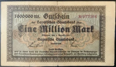 1923 GERMANY-MUNCHEN PAPER MONEY - 1,000,000 MARK BANKNOTE! - Image 1 of 2