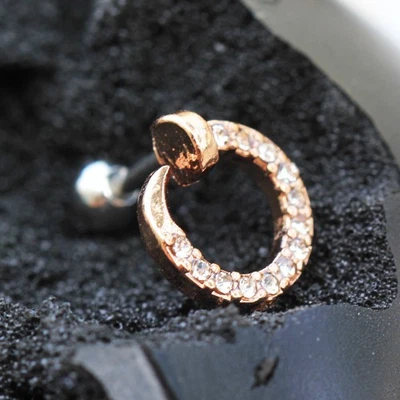 Rose Gold Plated Jeweled Circular Ring Cartilage Earring - Image 1 of 4