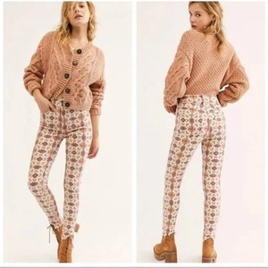 Free People Wild Child Printed Aztec High Waist Rise Skinny Jeans Size 31 - Picture 1 of 6