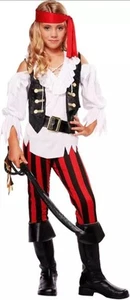 Posh Pirate Wench Caribbean Captain Girl Fancy Dress Up Halloween Child Costume - Picture 1 of 6