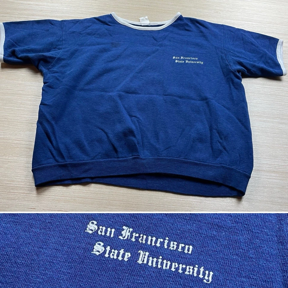 Sudadera de manga corta vintage años 60 de la Universidad Estatal de San Francisco con timbre grande Foto 1 de 4