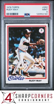 1978 TOPPS #262 RUDY MAY ORIOLES PSA 9 - Image 1 of 3