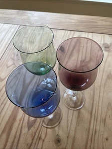 Vintage Lenox Gems Tulip Style Wine Glasses. Blue, Amber, Amethyst. 9" - Picture 1 of 15