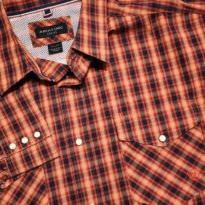 Ariat Pro Series Hemd Herren XL orange kariert langarm Pro Pepi Pearl Snap Embr - Bild 1 von 14