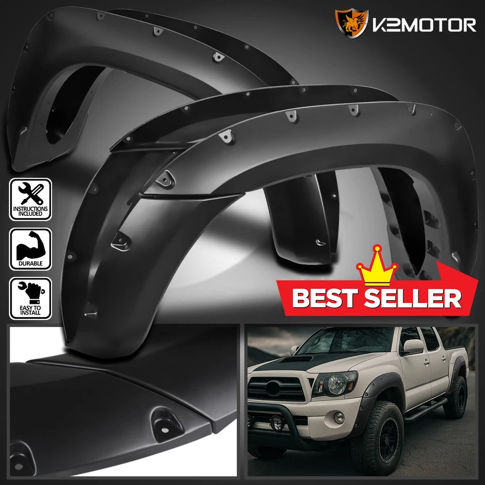 Fits 2005-2011 Toyota Tacoma 6' Smooth Pocket Rivet Style Bolt On Fender Flares Foto 1 de 4