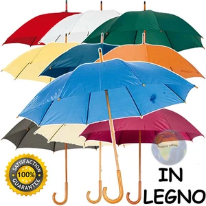 Large Wooden Umbrella For Men And Women Rain Wind Colorful Manual Handle - Picture 1 of 12