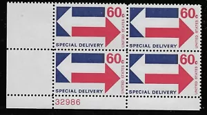 US Scott #E23, Plate Block #32986 1971 Special Delivery 60c FVF MNH Lower Left - Picture 1 of 1