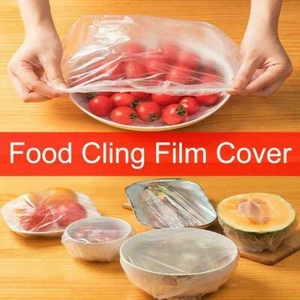 100Pcs Disposable Food Cover Plastic Wrap For Fruit Cups Bowls Or Covers -US - Picture 1 of 11