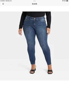 Ava & Viv Womens Mid Rise Classic Fit Full Mid-Rise Skinny Jeans Dark  Wash 26 - Picture 1 of 7