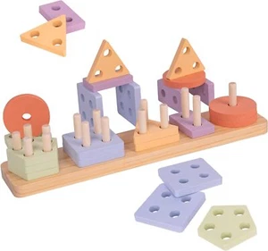 Montessori Toys Sorting & Stacking Toys for Toddlers, Wooden Educational - Picture 1 of 6