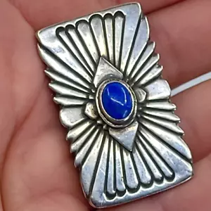 Fermasoldi Navajo Lapislazzuli largo vintage fronte argento sterling sud-ovest - Foto 1 di 10