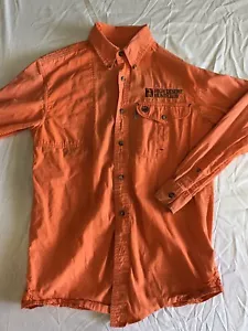 Beretta Padded Shooting Upland Shirt Orange Long Sleeve Vented Mens Medium - Picture 1 of 17