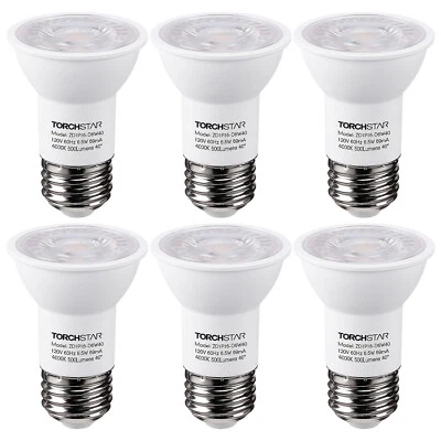 6-Pack LED PAR16 Spot Light Bulbs, Dimmable Spotlight, 4000K Cool White - Image 1 of 4