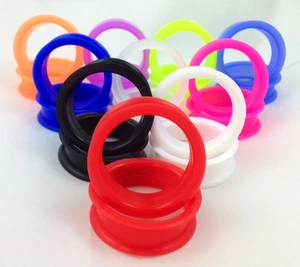 10 PAIR SET - Soft Silicone Ear Tunnels Plugs Gauges Earlets - up to size 50mm! - Picture 1 of 25