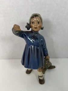 Dahl Jensen DJ Copenhagen 1152 Danish Girl with Teddy Bear Figurine READ - Picture 1 of 8