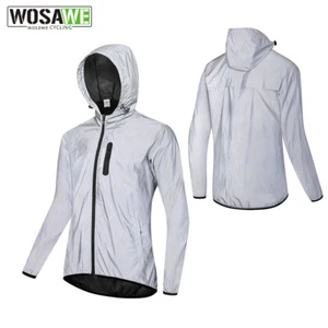 WOSAWE Giacca Con Cappuccio Ciclismo Hi Viz Full Riflettente Impermeabile Sport - Foto 1 di 12