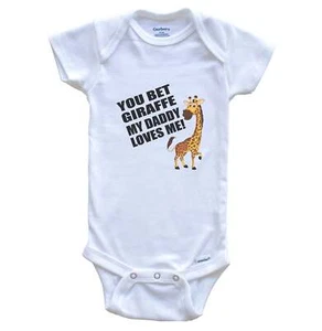 You Bet Giraffe My Daddy Loves Me Funny Animal Baby Bodysuit - Picture 1 of 2