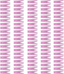 Mini Pink Clothespins | 100 Pack 1.25" Inch Pins Plastic Baby Shower Favors | Pa - Picture 1 of 12