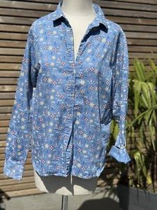 Blueberry London Damenshirt blau maritim Print Etikett UK 14 - Bild 1 von 9