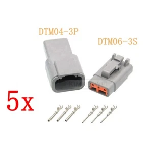 5x Deutsch DTM06-3S/DTM04-3P Sealed Waterproof Electrical Connector Plug Kits - Picture 1 of 1